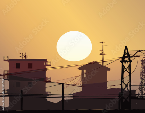 夕方の町並み