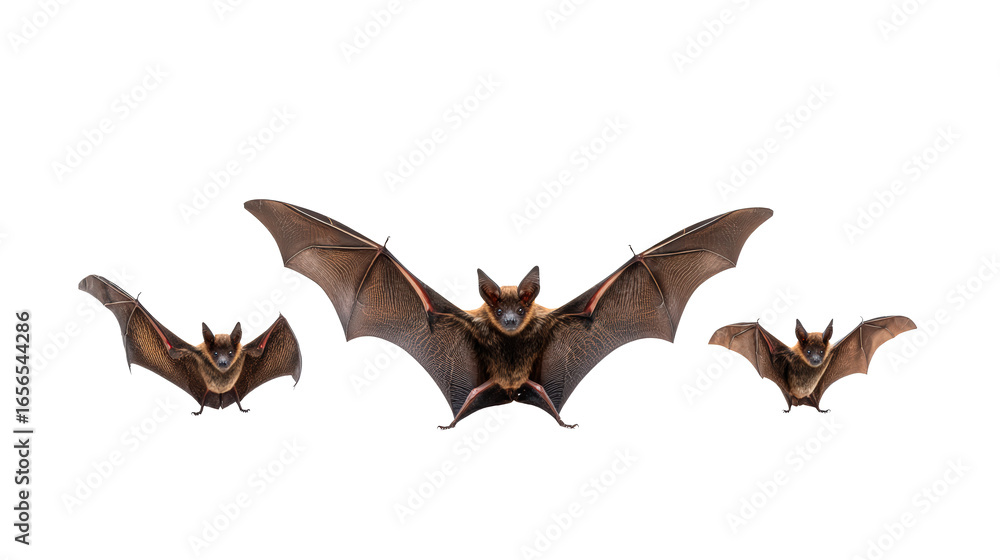 Fototapeta premium Halloween bats trio isolated on transparent background