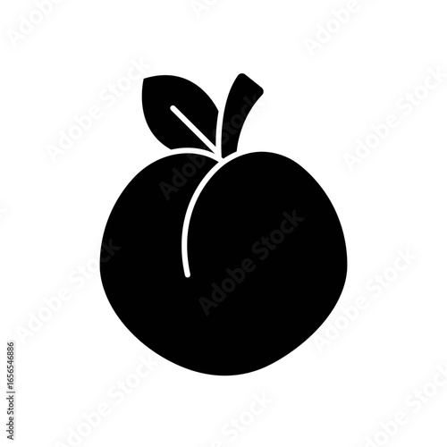 Peach Fruit Fill Icon: Healthy Food and Fresh Produce