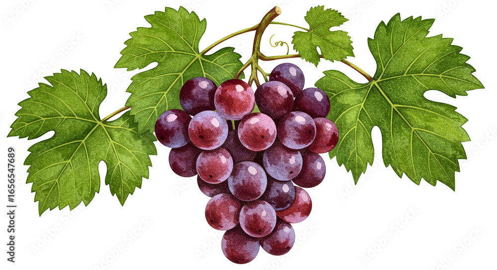 Fototapeta premium Ripe Grapes Botanical Illustration