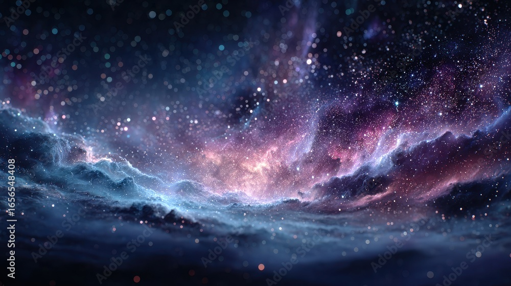 Fototapeta premium Cosmic Nebula with Stars, Galaxy Background, Space Art Illustration
