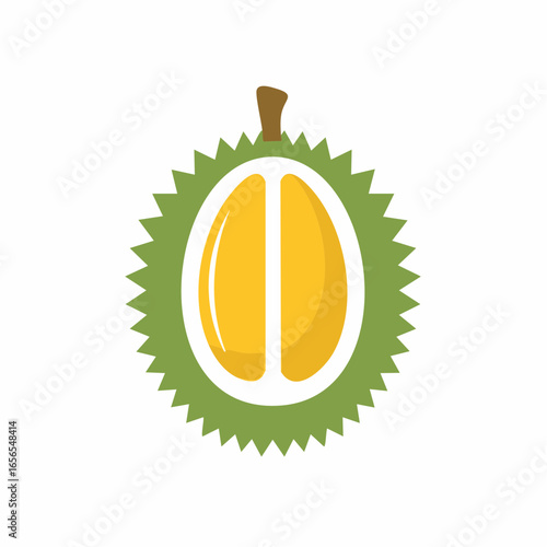 Durian Fruit Minimalist Style Cross Section Showing Yellow Flesh Tropical Food high quality professional
