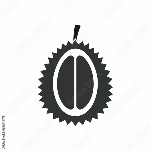 Durian fruit silhouette halved showing inner flesh tropical asia delicacy high quality professional