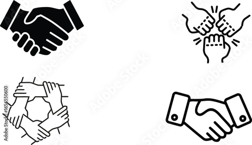 Vector illustration of hand gestures set including fingers, thumbs, fists, and holding signs icons