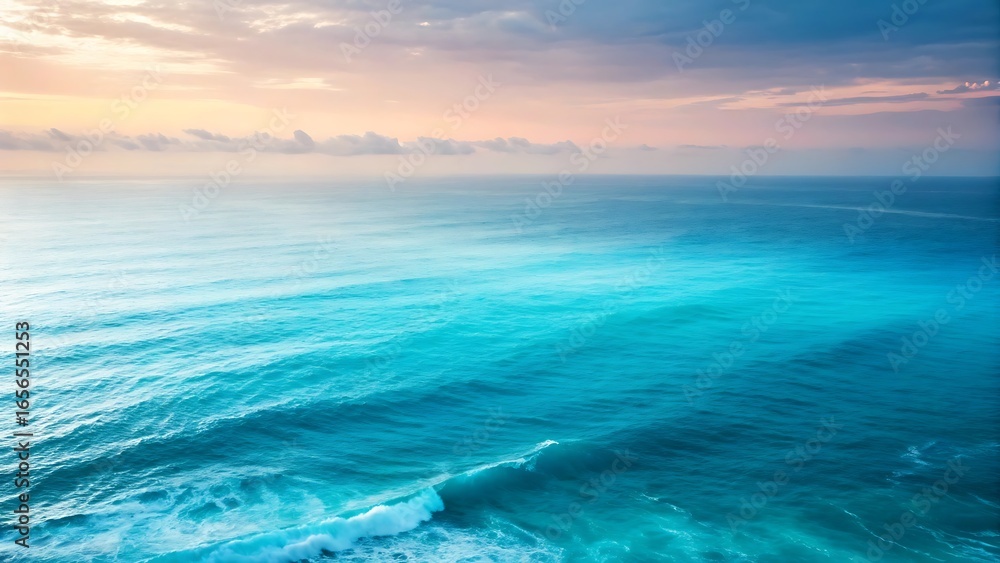 Naklejka premium Serene ocean horizon with gentle waves under a soft sky