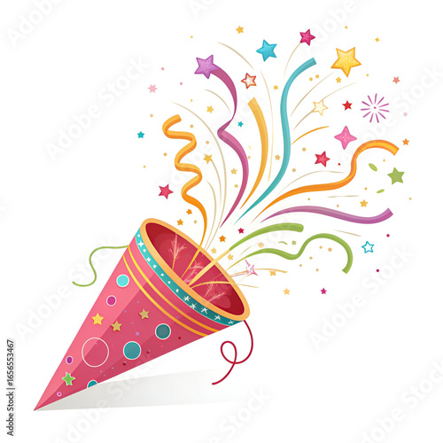 Glowing party popper festive neon illustration 
