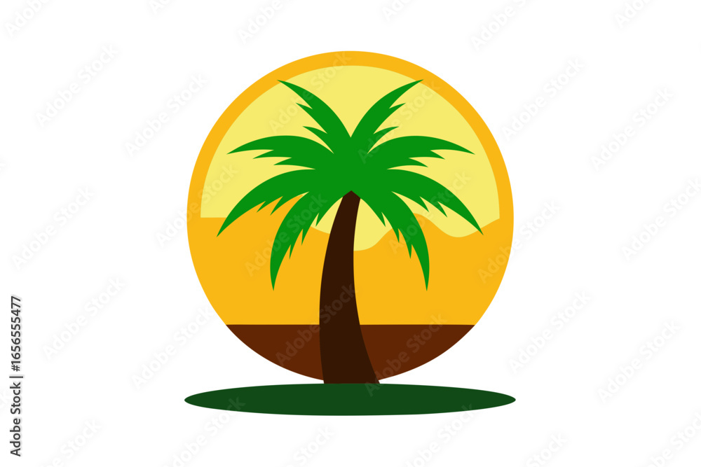 Obraz premium Vector illustration of a palm tree on white background
