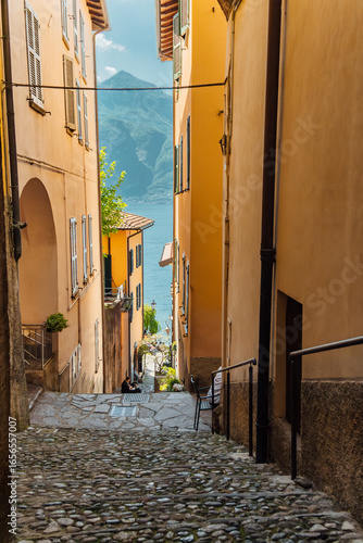 Colorful village on the shore of Lake Como, Italy
