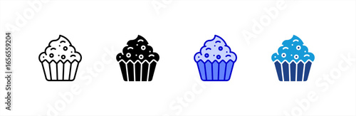 Cupcake icon set multiple style collection