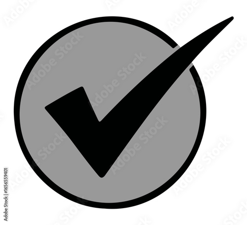 Black check mark inside a gray circle.