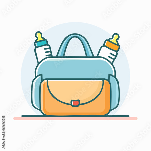 Baby Diaper Bag With Bottles Illustration