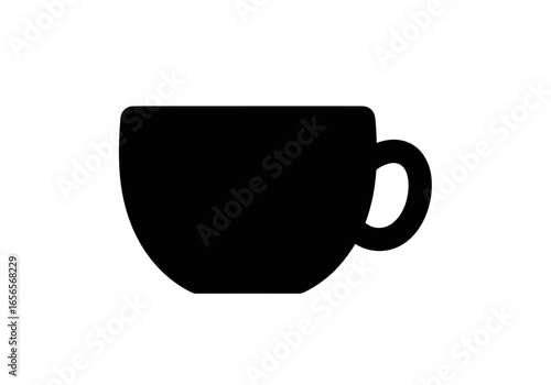 Minimalist Black Cup: A sleek, modern silhouette of a coffee cup stands out boldly against a minimalist backdrop, inviting the viewer to imagine the warmth and aroma of a comforting beverage.