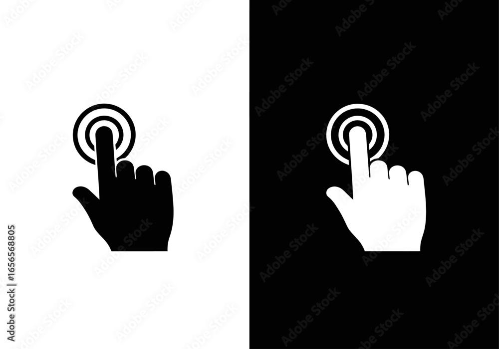 Obraz premium Touch Control Icon: A clean, graphic rendering of a human hand interacting with a touch interface. This simple illustration speaks volumes about the modern digital experience.