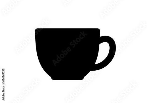 Silhouette of a Coffee Cup: A minimalist silhouette of a classic coffee cup, rendered in stark monochrome.