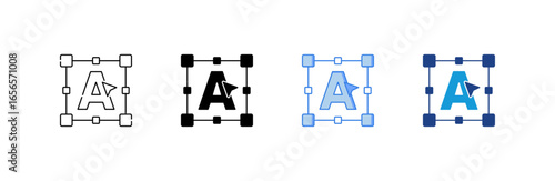 Typography icon set multiple style collection
