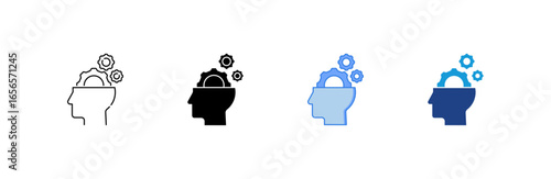 Mind icon set multiple style collection