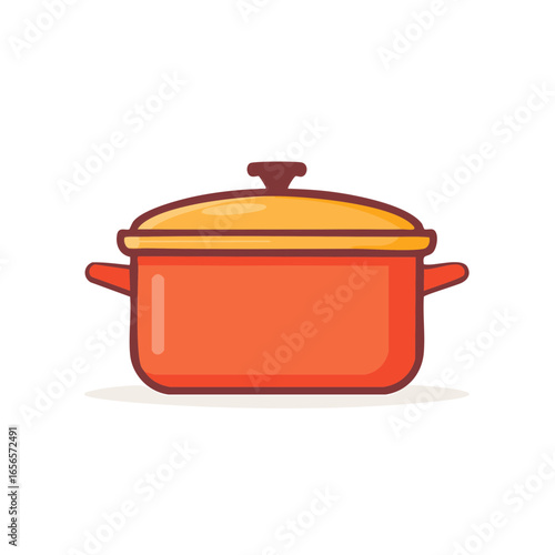 Cartoon Illustration of a Cooking Pot with Lid for Culinary Arts Projects and Recipes
