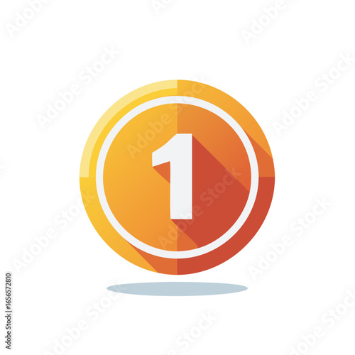 Bright Round Number One Graphic Colorful Design First Place Ranking Numeral