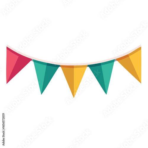 Festive colorful bunting banner garland, party decoration vector design