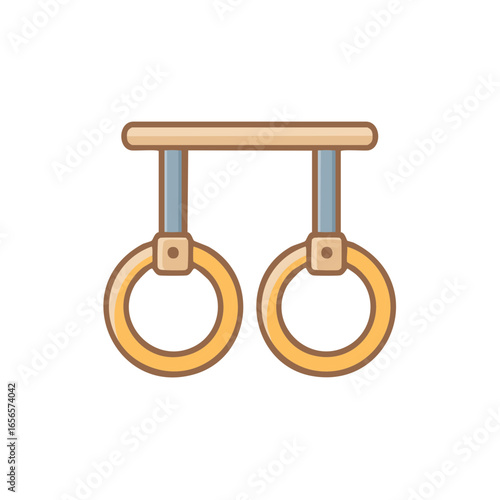 Gymnastic Rings in Cartoon Style Representing Fitness and Athletic Training