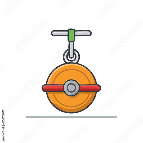 Cartoon Pulley Block and Tackle Equipment for Lifting Heavy Objects and Cargo Transportation