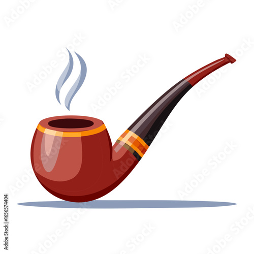 Cartoon Illustration of Smoking Pipe with Smoke Vector Illustration