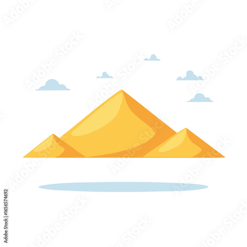 Three Pyramids and Clouds Graphic Icon Ancient Structures Landmark Illustration