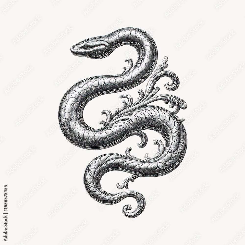 Obraz premium Intricate silver snake design
