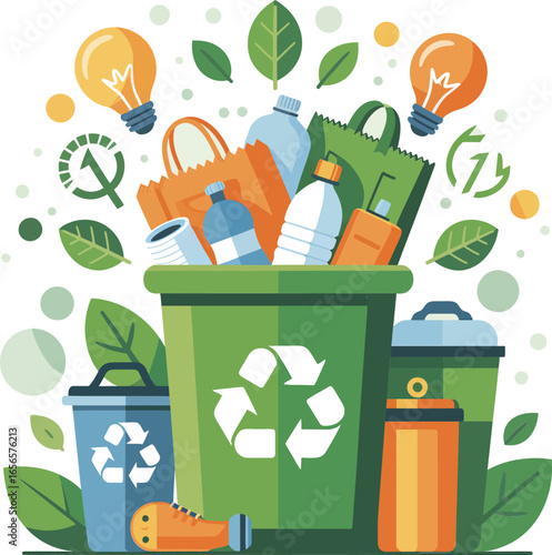 Minimalist Recycling & Plastic Waste Vector Set  Green Energy, Reuse, and Sustainability Concepts for Environmental Graphic Design Projects