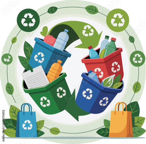 Minimalist Recycling & Plastic Waste Vector Set  Green Energy, Reuse, and Sustainability Concepts for Environmental Graphic Design Projects