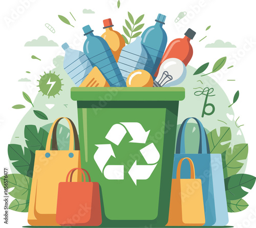 Minimalist Recycling & Plastic Waste Vector Set  Green Energy, Reuse, and Sustainability Concepts for Environmental Graphic Design Projects