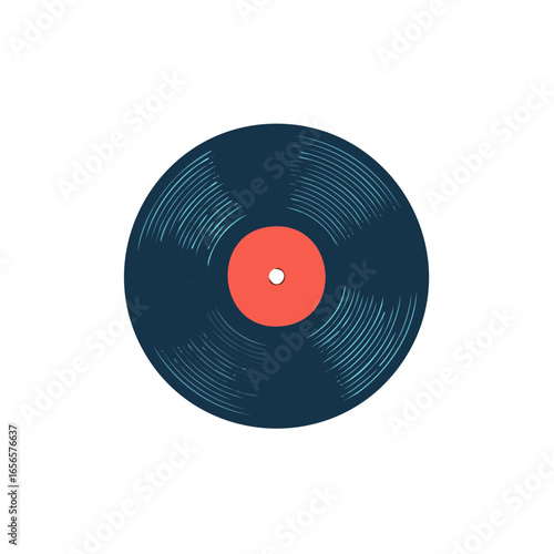 Stylized Blue Vinyl Record with Red Center for Music and Audio Listening