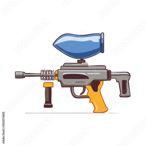 Paintball marker gun for sport and hobby usage for recreational team playing and games for leisure entertainment