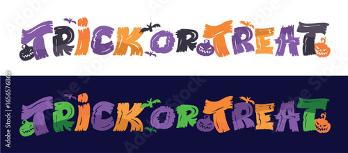 Happy Halloween set - Trick or treat – funny cute  hand drawn doodle lettering label, t-shirt design, mug print, sticker print.