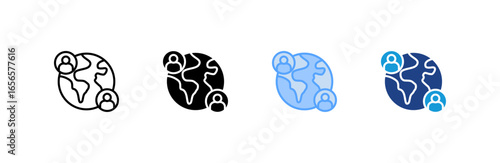 Network icon set multiple style collection