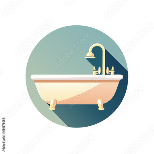 Vintage bathtub with gold fixtures provides a relaxing escape for a soothing soak and tranquil spa experience