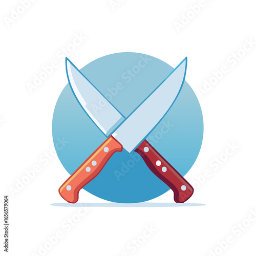 Two crossed knives illustration sharp blades kitchen symbol food preparation tools icons cutlery cooking equipment