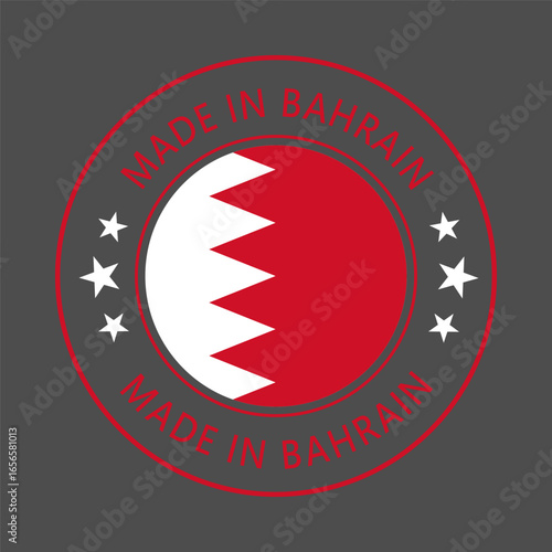 Bahrain Made in Stamp in circle with flag Vector template on white background