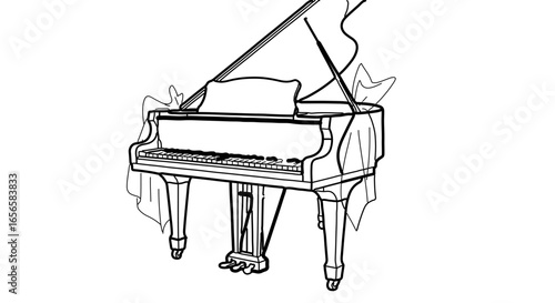 Grand piano drawing illustration for music lovers and classical instrument enthusiasts art and design project