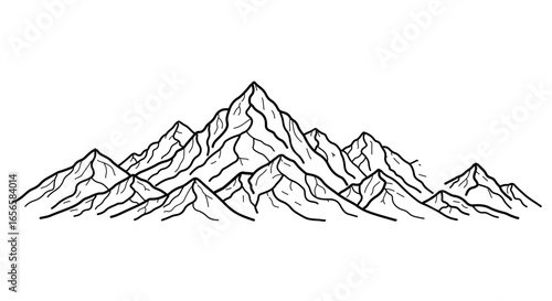 Mountain range outline vector illustration for adventure travel and outdoor recreation design elements peak landscape 1