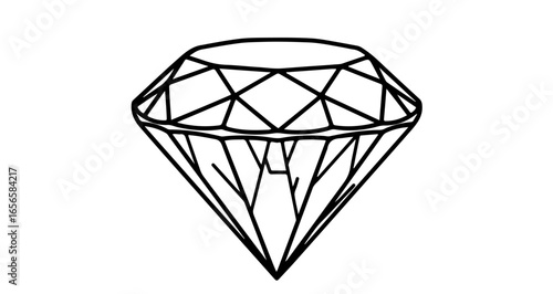 Diamond gemstone vector illustration drawing outline for jewelry design and luxury accessories shop