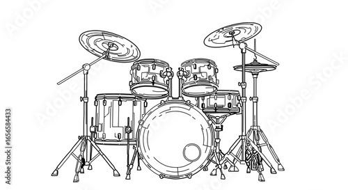 Drum set outline vector illustration for music lovers and musicians seeking drum kit clip art and graphics design