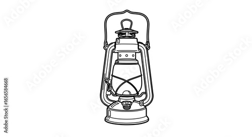 Vintage kerosene lantern drawing vector illustration for camping and outdoor adventures design element