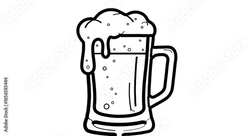 Illustration of a beer mug with foam perfect for coloring pages and digital design projects download now