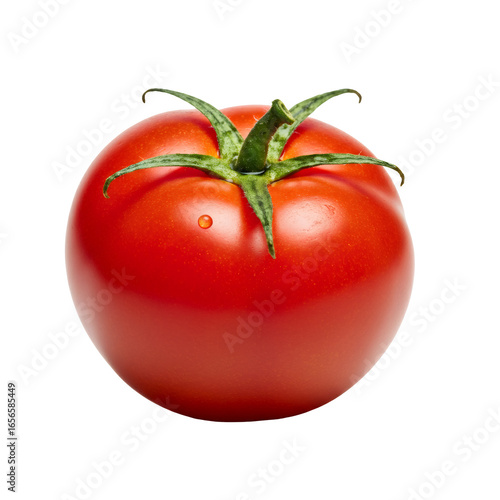 Wallpaper Mural Single Red Tomato with Green Stem on Transparent Background Close Up Studio Shot Torontodigital.ca