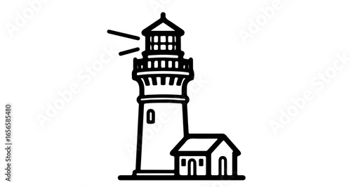 Coastal lighthouse beacon vector illustration maritime navigation safety and guidance for sailors and ships
