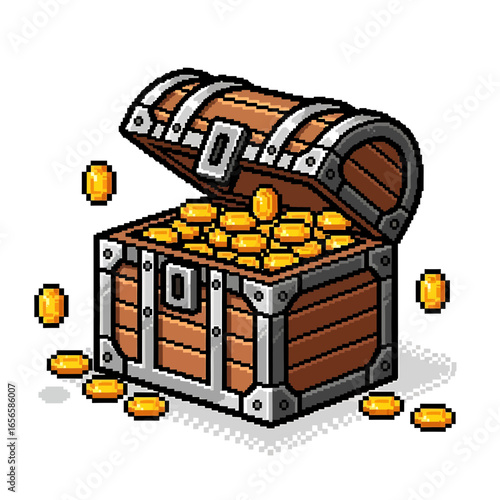 An open treasure chest filled with golden coins.