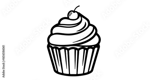 Delicious cupcake with cherry on top vector illustration dessert bakery sweet treat clip art for design projects
