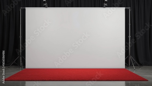 3d render press wall on red carpet. Empty banner backdrop. 3d render