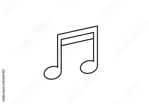 A stylized musical note symbol Black outline
